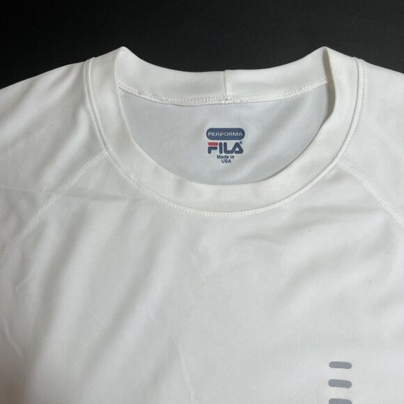 Fila Performa Mens White Crew T-Shirt XL Made in USA - Picture 3 of 12
